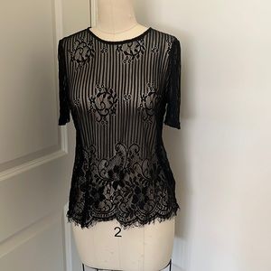 Lace black short sleeve shirt